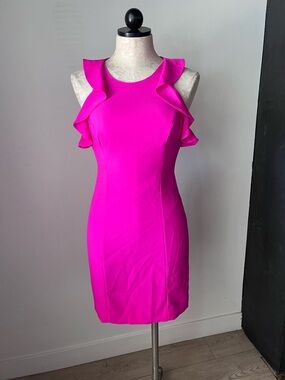 Lilly Pulitzer Britney Pink Dress Ruffle Lace Back Sleeveless Crew Neck Size 00